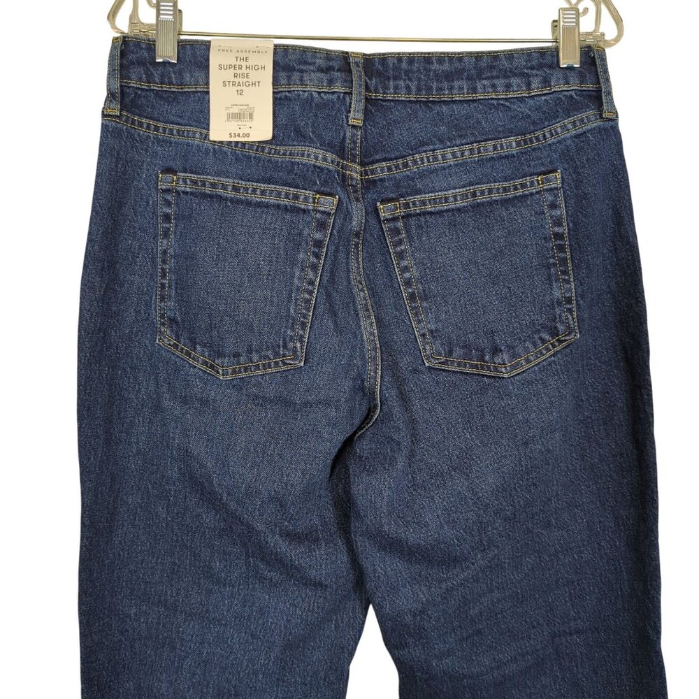 Free Assembly Super High Rise Straight dark wash Womens Jeans size 12 - Picture 5 of 16